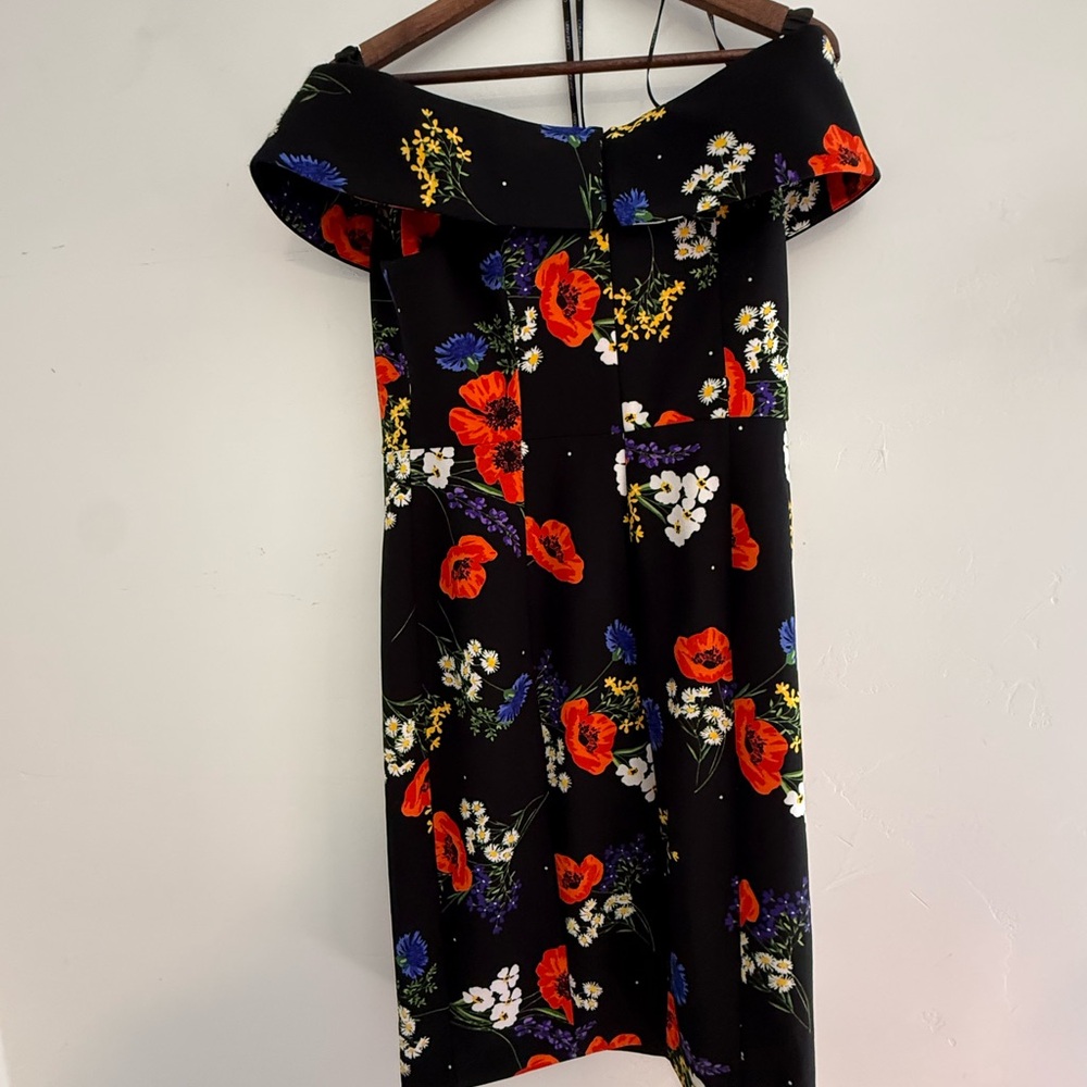 Calvin Klein Black Off-Shoulder Floral sheath Dress | cocktail floral dress 10 - Picture 6 of 10